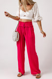 LC7711537-6-S, LC7711537-6-M, LC7711537-6-L, LC7711537-6-XL, Rose Smocked Elastic Waist Wide Leg Pants