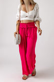 LC7711537-6-S, LC7711537-6-M, LC7711537-6-L, LC7711537-6-XL, Rose Smocked Elastic Waist Wide Leg Pants