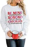 Women's White Valentine's Day Letters Print Long Sleeve Sweatshirt