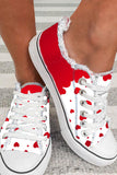 Women's Red Heart Print Flats Canvas Shoes for Valentine's Day