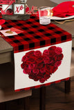 Valentine's Day Red and Black Buffalo Plaid Romantic Tablecloths