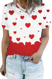 Women's Valentine T Shirts Red Heart Print Casual White T Shirts