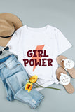 LC25219874-1-S, LC25219874-1-M, LC25219874-1-L, LC25219874-1-XL, White GIRL POWER Graphic Distressed Tee