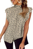 Women's Spot Print Fungus Collar Sleeveless Blouse Ruffled Chiffon Shirt