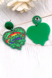 BH012468-9, Green St. Patricks Day Clover Love Rainbow Earrings