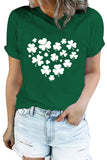 Women's St. Patrick's Day Shirt Green Three Leaf Clover Print T-shirt
