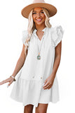 Women's Tiered Ruffled Sleeves Mini Dress with Pockets