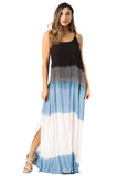 Women's Spaghetti Strap Tie Dye Maxi Dress Sleeveless Color Block Cami Dress Long