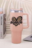 BH05791-10, Pink mama Leopard Heart Shape Stainless Steel Insulate Cup 40oz