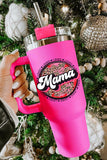 Mama Leopard Print Stainless Steel Insulated Cup with Handle Lid