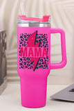 BH05794-6, Rose Mama Lightning Leopard Print Straw Stainless Steel Insulate Cup 40oz