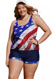 American Flag Print Tankini Plus Size Swimwear