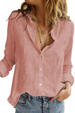Textured Solid Color Womens Button Up Shirts