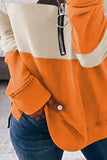 Cow Print Color Block Zip-up Pullover Sweatshirt