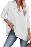 Buttoned Oversized Henley Pullover Hoodie