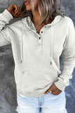 Snap Button Pullover String Hoodie with Pocket