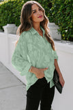 Collared Neck Floral Textured Sheer Blouse