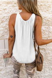 White Hollow Out Flowy Tank Tops
