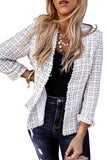 Frayed Slim-fit Open Front Plaid Chanel Style Jacket