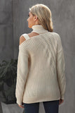 Shoulder Cut Out Sweater Top Turtleneck Sweater