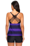 Strappy Hollow Out Back Plus Size Tankini