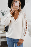 Lace Splicing V Neck Pullover Sweater