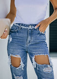 Straight Leg Ripped Boyfriend Jeans for Women