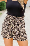 Leopard Print High Rise Elastic Waist Shorts