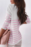 Striped V Neck Long Sleeve Sweater for Women