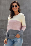 Color Block Netted Texture Pullover Sweater