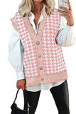Pink Houndstooth Vest Cardigan