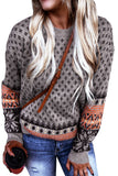 Taupe Boho Printed Pullover Sweater