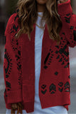 Aztec print Open Front Knitted Sweater