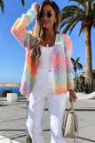 Gradient Color Chunky Knit Cardigan Open Front Cardigan
