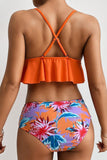 Two Piece Floral Frill Bikini Set