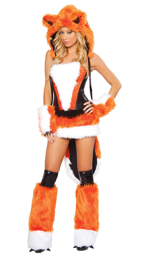 Womens Sexy Orange Cheshire Halloween Fox Costume