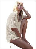 Vintage Crochet Swimsuit Cover Up Hollow Out Beach Dresses with Side Split