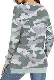 Leopard Camouflage Print Crew Neck Sweatshirt with Slits