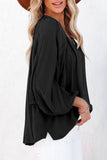 Women's Oversized Split V Neck Pullover Dolman Sleeve Tops with Splits