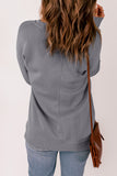 V Neck Drop Shoulder Solid Sweatshirt with Pockets