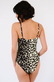 Leopard Print Plung Neck Halter One Piece Swimsuit For Women