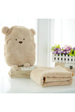 Baby Blanket With Teddy Bear Head Plush Animal Pillow Pet Brown