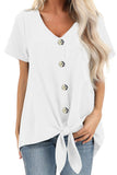 Button Up Front Tie Detail Blouse White