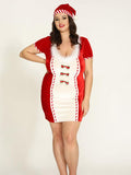 Plus Size Christmas Bodycon Dress Short Sleeve Xmas Costume