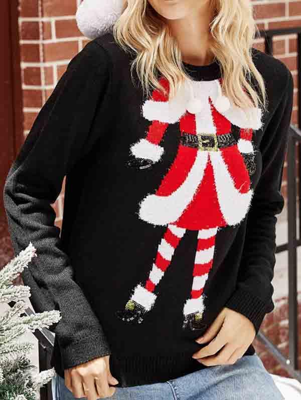Crew Neck Mrs Santa Claus Christmas Sweater