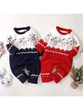 Baby Christmas Knitted Reindeer Romper