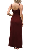 Solid Ruffle Pocket Sleeveless Maxi Dress Ruby