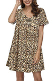 Short Sleeve Tunic Dress Flowy Summer V Neck Swing Mini Dresses with 2 Pocket