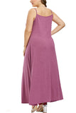 Plus Size Sleeveless V Neck Maxi Cami Dress Pink