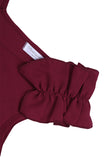 Solid Ruffle Straps V Neck Mini Dress Ruby